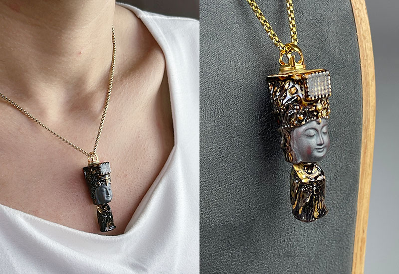 引我前行-媽祖香氛項鍊(黑/白)